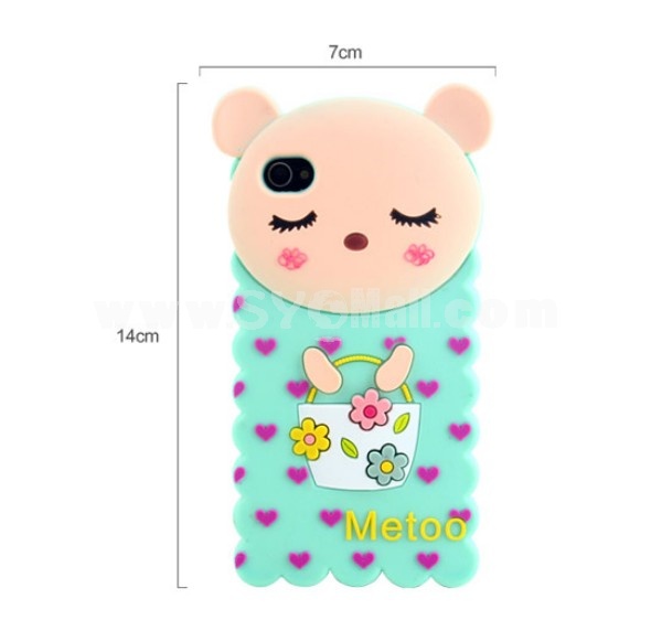 Lovely Heart Pattern Bear Silicone Case for iPhone4/4s