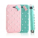Wholesale - Lovely Pearl with Bowknot Décor Pattern PU Leather Case for iPhone4/4s