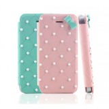 Wholesale - Lovely Pearl with Bowknot Décor Pattern PU Leather Case for iPhone5