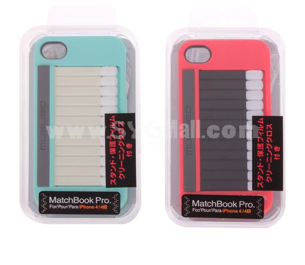 Creative Plastic with Match Pattern Stand Case for iPhone4/4s
