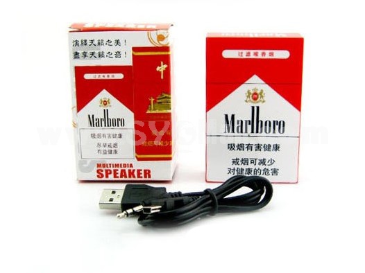 Creative Marlboro Cagarette Case Pattern Subwoofer Multi Card Read Speaker with FM Radio