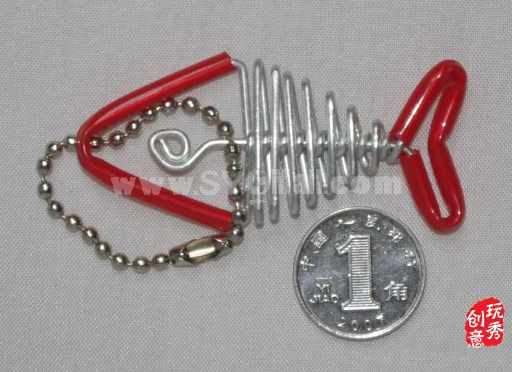Creative Handwork Metal Decorative Fish Bone Crafts Key Ring