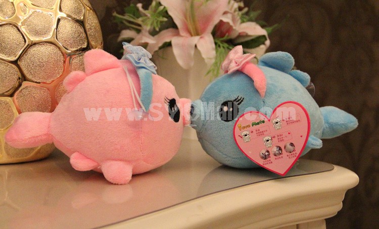 18*13CM/7*5" Cute Soft Couple Kissing Fish Plush Toys 2PCs