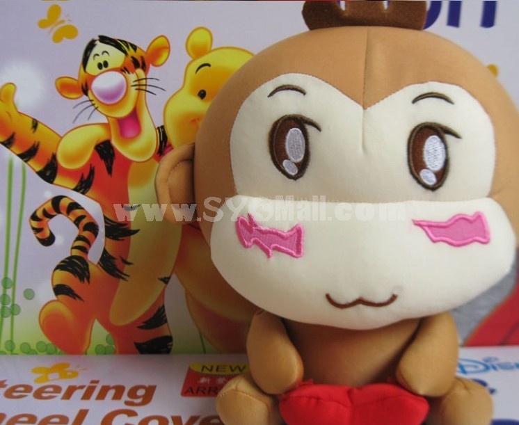 Cute Heart Monkey Pattern Decor Air Purge Auto Bamboo Charcoal Case Bag Car Accessories Plush Toy A Pair 2 PCs