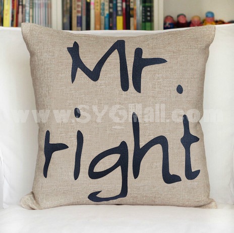Decorative Printed Morden Stylish Style MR RIGHT Throw Pillow