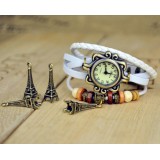 Wholesale - Retro Style Women's Hand Knitting Alloy Quartz Movement Glass Round Fashion Watch with Towel Pendant (More Colors)