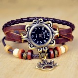 Wholesale - Retro Style Women's Hand Knitting Alloy Quartz Movement Glass Round Fashion Watch with Crown Pendant (More Colors)