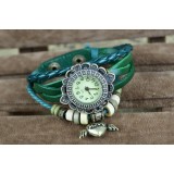 Wholesale - Retro Style Women's Hand Knitting Alloy Quartz Movement Glass Round Fashion Watch with Wing Pendant (More Colors)