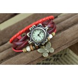 Wholesale - Retro Style Women's Hand Knitting Alloy Quartz Movement Glass Round Fashion Watch with Pendant(More Colors)