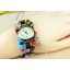 Cute Women's Hand Knitting Alloy Quartz Movement Glass Round Fashion Watch with Pendant