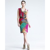 Wholesale - V-neck Sleeveless Slim Dress Evening Dress