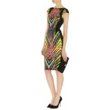 Wholesale - Colorful Printing Round Neck Slim Dress Evening Dress DQ097