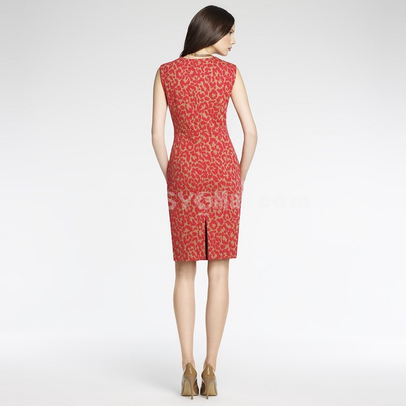 2013 Euamerican Style Round Neck Sleeveless Printing Slim Dress Evening Dress CT6288