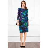 Wholesale - Seventh Sleeve Blue Printing Slim Dress Evening Dress CT8398