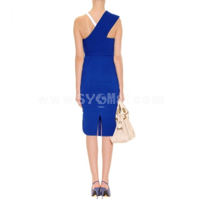 2013 Hot Sale Round Neck Sleeveless Color Contrast Slim Dress Evening Dress KC105