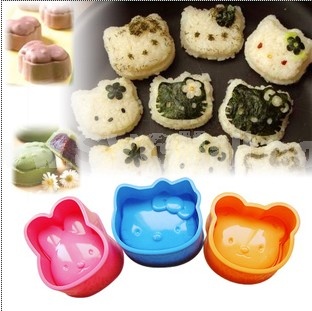Lovely Rabbit Bear Cat Pattern Rice Mold Set 3Pcs Creative Kitchen Tool