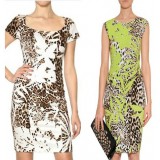 Wholesale - Short Sleeve Painting Pattern Slim Dress Evening Dress 6292