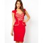 2013 New Arrival Red Lace Decoration Slim Dress Evening Dress KM315