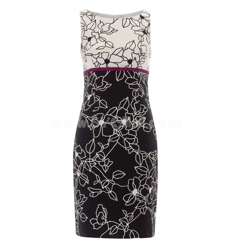 2013 New Arrival OL Style Black and White Color Contrast Slim Dress Evening Dress 1234
