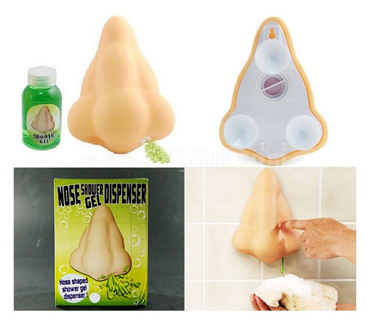 Creative Spoof Bathroom Gel Nose Wash Shower Dispenser with Suction Hooks
