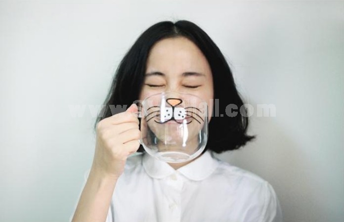 Creative Cat Face Glass Mug