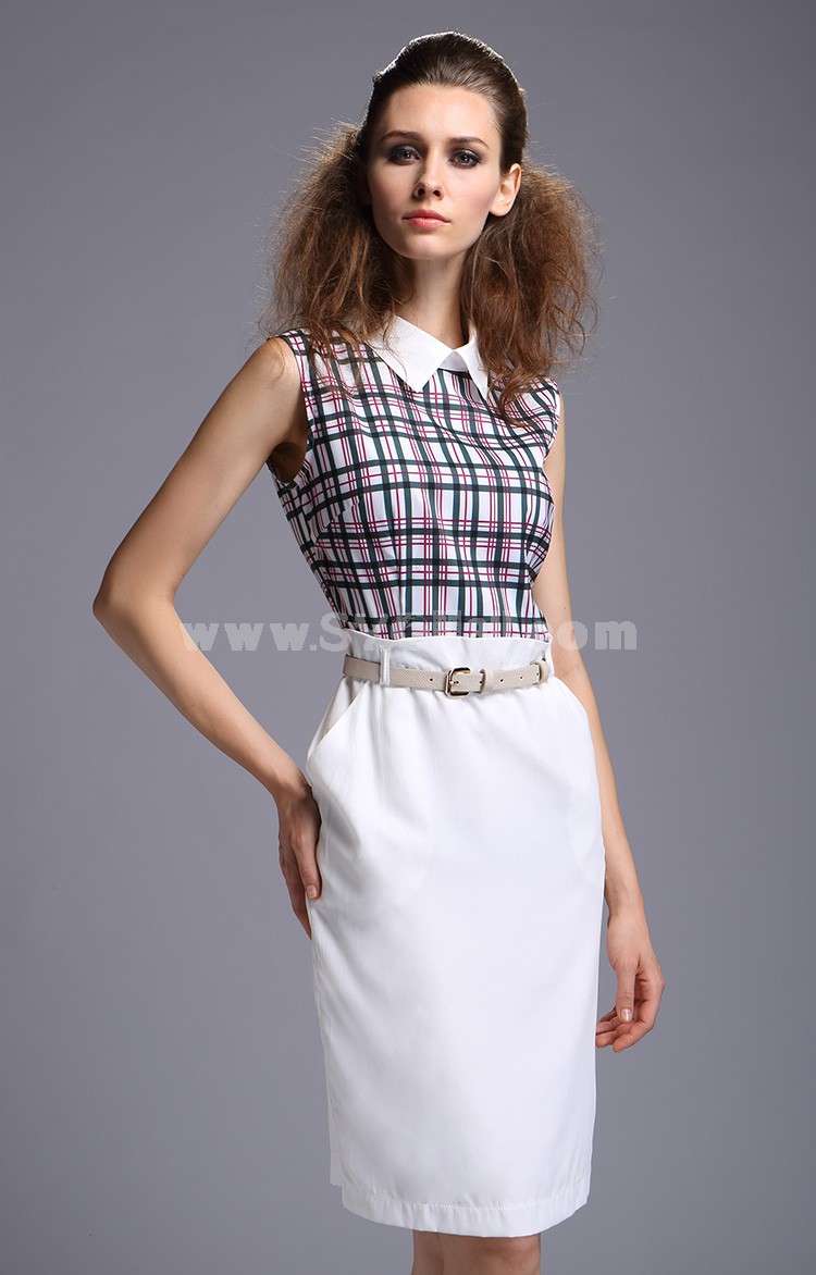 2013 New Arrival Elegant Joint Style Polo Collar Slim Dress Evenning Dress