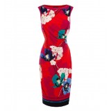 Wholesale - Hi-rise Sleeveless Flower Painting Slim Dress Evenning Dress