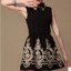 2013 New Arrival Black Polo Collar Embroidery 3D Flower Slim Dress Evening Dress