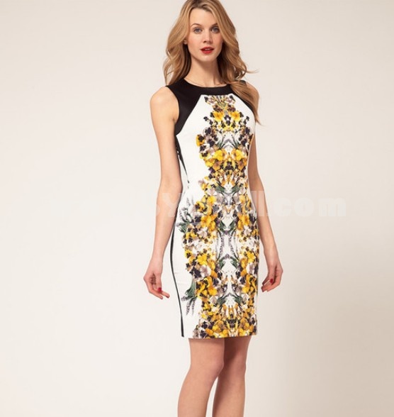 2013 New Arrival Round Neck Sleeveless Extra-size Slim Dress Evening Dress DN228