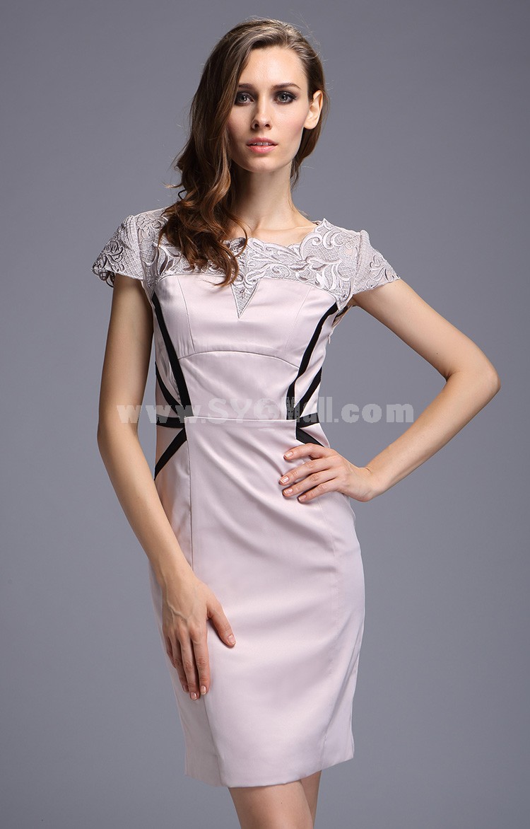 2013 New Arrival Vintage Style Solid Color Lace Lady Slim Dress Evening Dress DQ063