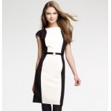 Wholesale - AK  OL Style Color Contrast Round Neck Slim Dress Evenning Dress