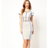 Wholesale - KM  Elegant Short Sleeveless Lines Pattern Slim Dress Evening Dress DP086