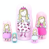 wholesale - 5pcs Russian Nesting Dolls Pink Angel Girls Handmade Wooden Russian Doll