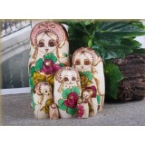 wholesale - 7pcs Handmade Wooden Russian Nesting Doll Toy Flower Girl