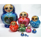 wholesale - 10pcs Handmade Wooden Russian Nesting Doll Toy Golden Girl
