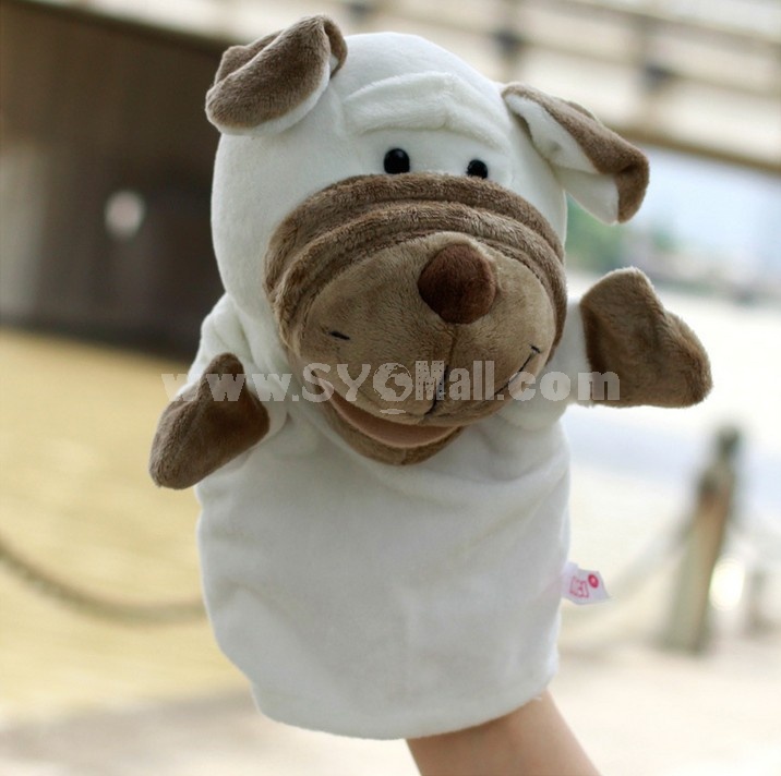 Cute Cartoon Animal Madagascar Serious Hand Puppet Plush Toy - White Dog