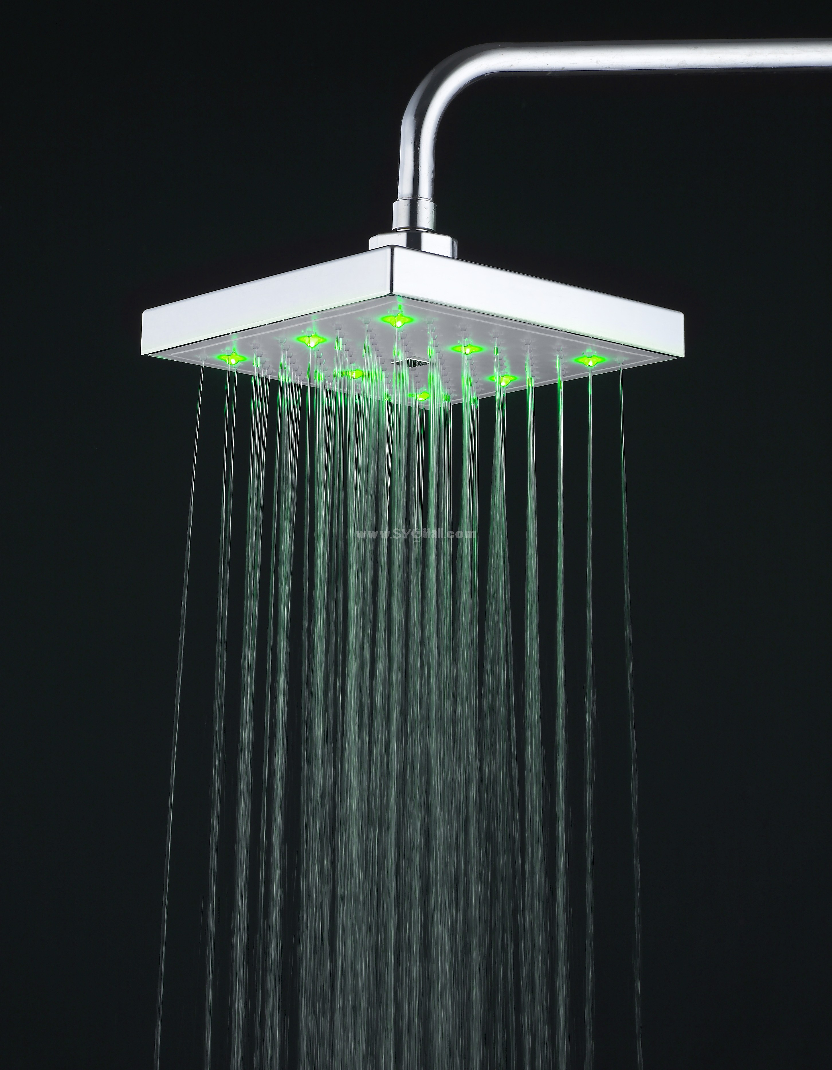 Romantic Bright Color LED Lights Top Spray Shower Bathroom Showerhead HY-3001W (Temperature Control Changing Color)