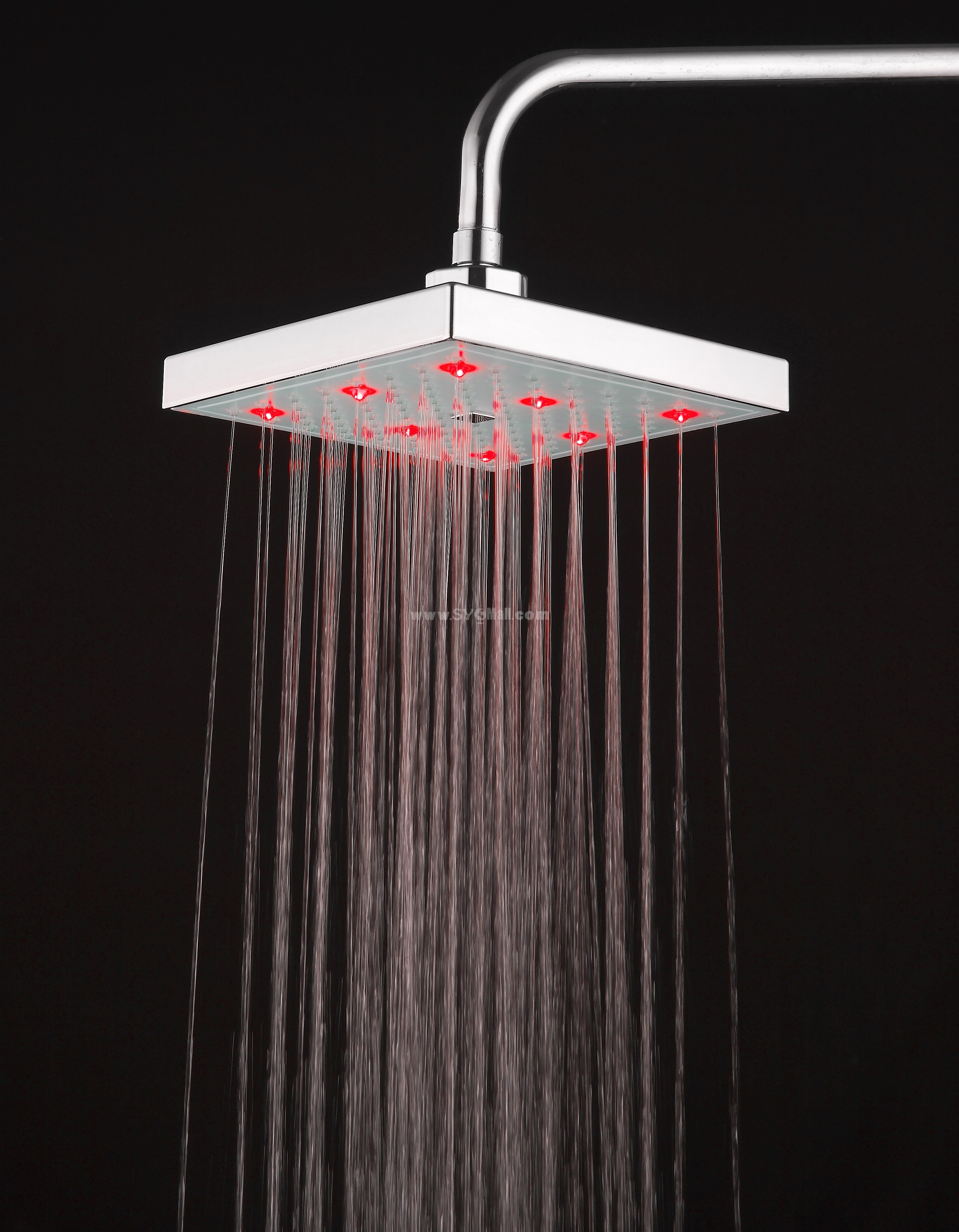 Romantic Bright Color LED Lights Top Spray Shower Bathroom Showerhead HY-3001W (Temperature Control Changing Color)