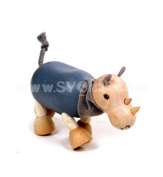 Creative Wooden Puppet Cute Animal Australia Farm Series Healthy Educational Toy - Rhinoceros