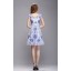 Blue and White Porcelain Embroidery Short Sleeve Dress Evening Dress