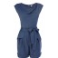 KM Solid Color Siamese Trousers Shorts with Cloth Belt Dress Evening Dress