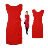 Wholesale - Red Color Side Falbala Dress Evening Dress