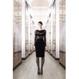 Wholesale - KM Black Lace Joint Long Sleeve Dress Evening Dress