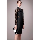 Wholesale - Leapard Long Sleeve Sexy Dress Evening Dress