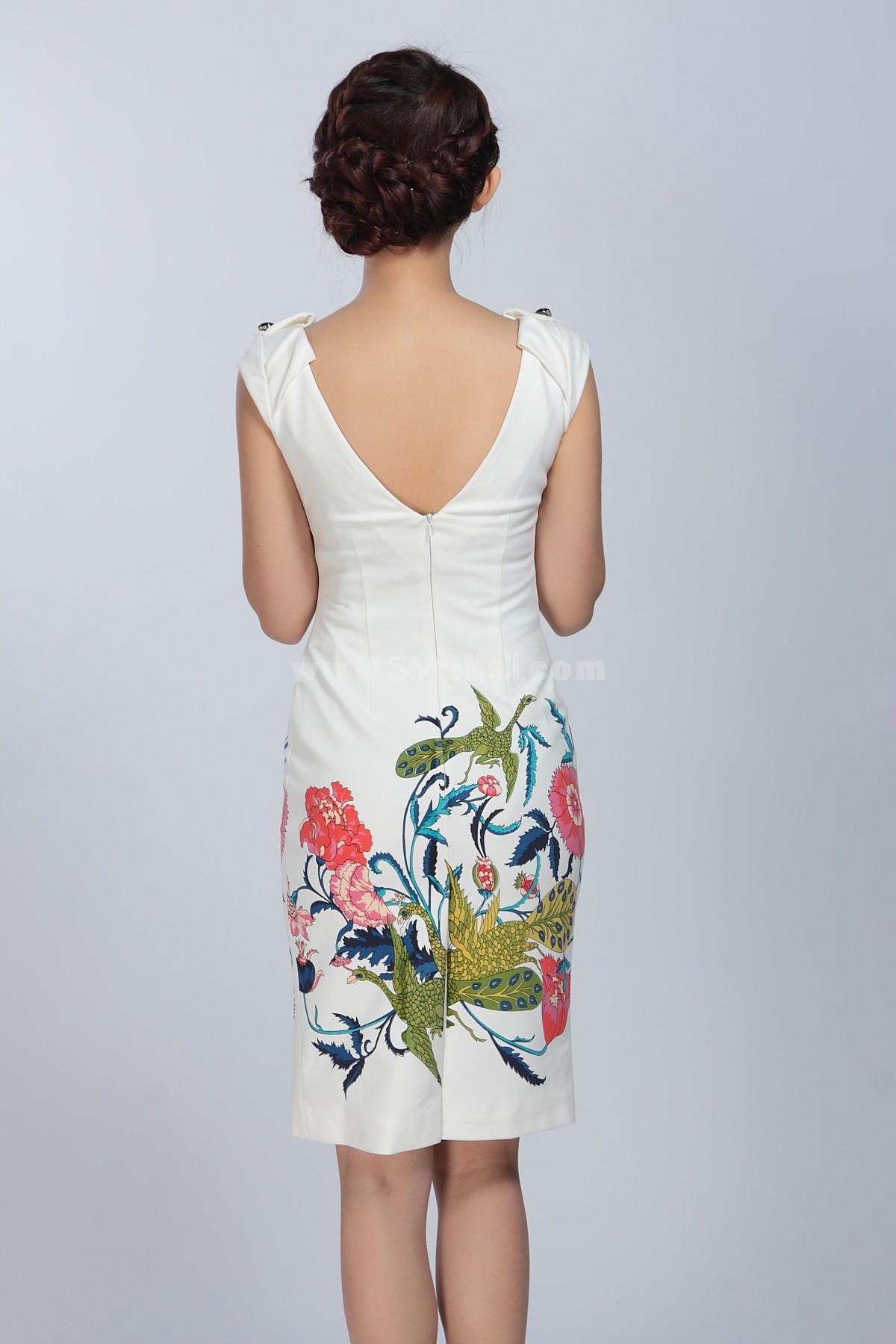 AS New Arrival Chinese Style Printing Slim Dress Evening Dress DR106