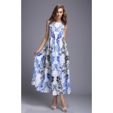 Wholesale - AS Flower Printing Swing-skirted Dress Evening Dress DR008