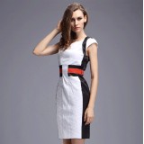 Wholesale - OL Simple Design Short Sleeve Slim Dress Evening Dress DK077