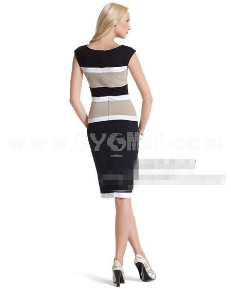 COAST New Arriva Color Contrast Round Neck Sleeveless Dress Evening Dress 5066