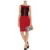 Wholesale - KM Red Color Button Decoration Lace Dress Evening Dress