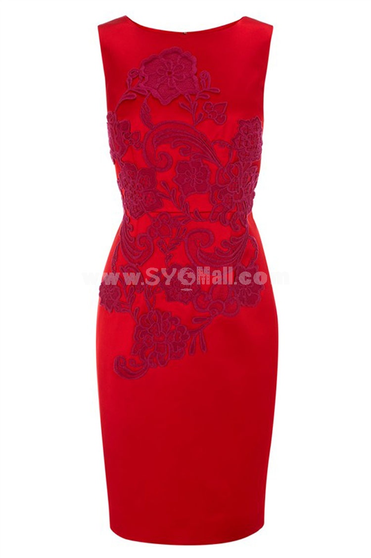COAST New Arrival Red Embroidery Sleeveless Dress Evening Dress CT7585